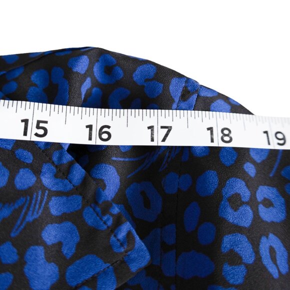 Michael Kors Black and Blue Leopard Print Zip Up Long Sleeve Snap Tab Sleeves - Picture 9 of 11